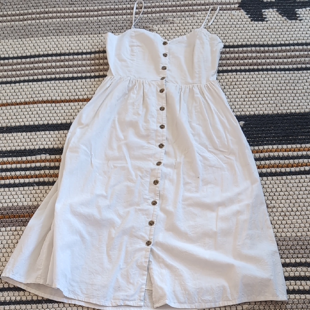 H&M White Button-Front Midi Sundress